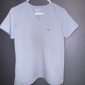 Figs Women's Sky Blue V-Neck Short Sleeve Tee